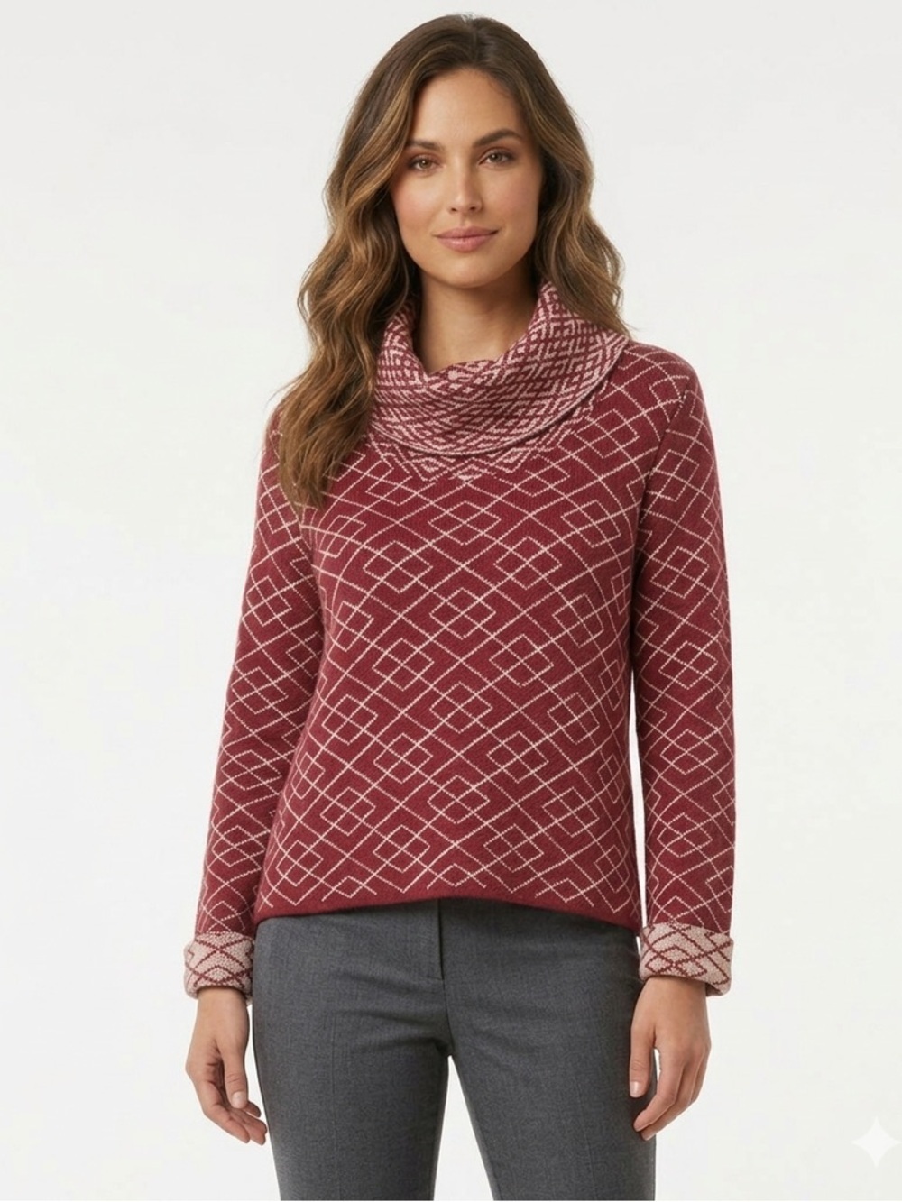 Anthropologie MOTH Women Sweater Tunic Alpaca Cowl Neck Geometric XS